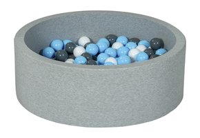 Ballenbak - 200 ballen - rond - 90x30 cm ballenbad - witte, babyblauw, grijze ballen