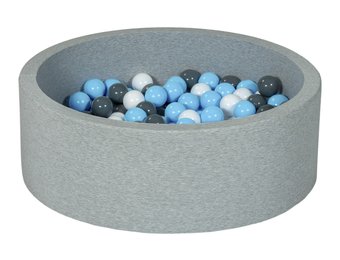 Ballenbak - 200 ballen - rond - 90x30 cm ballenbad - witte, babyblauw, grijze ballen
