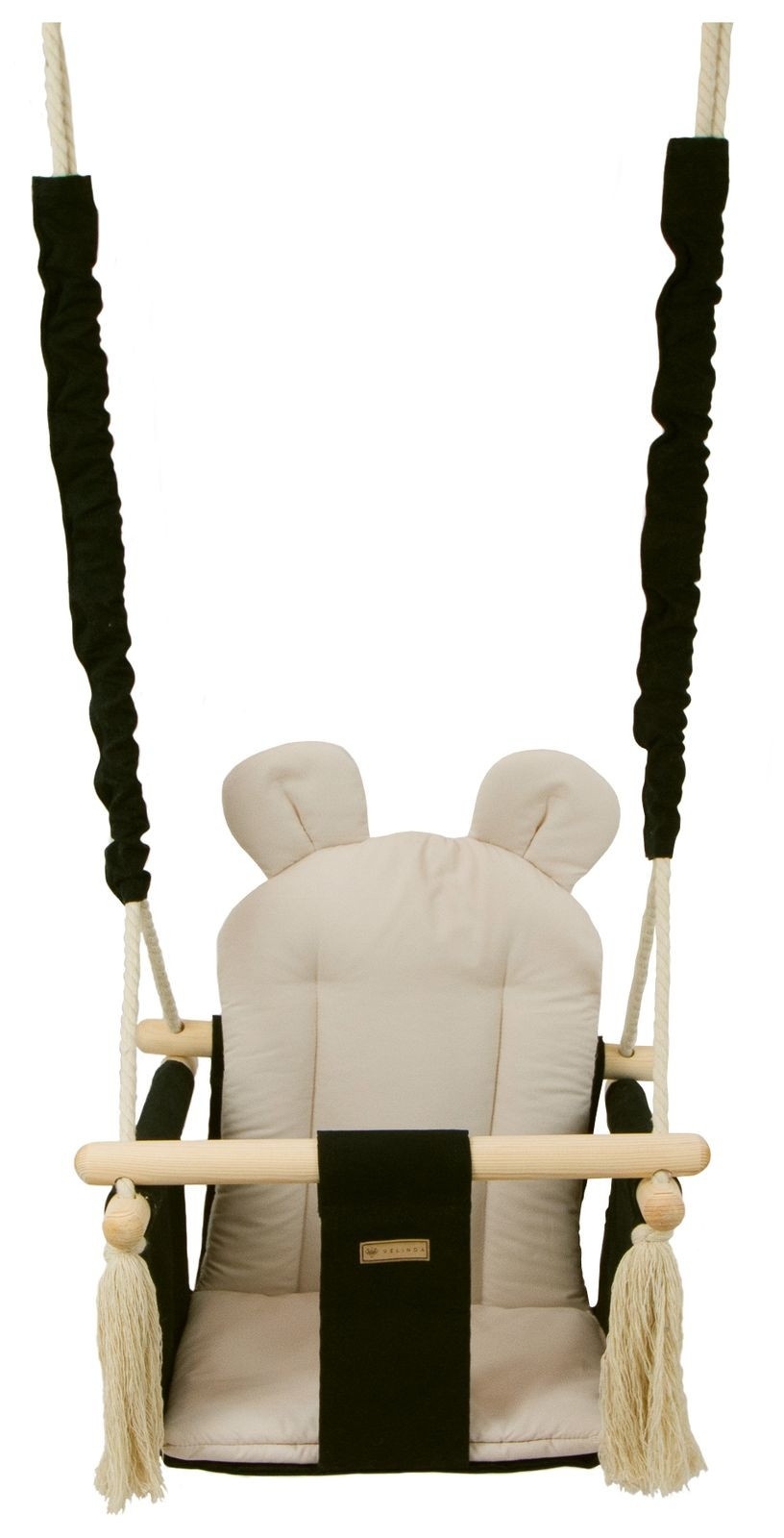 Babyschommel - babyswing - met oren - max. 20 kg - zwart, crème