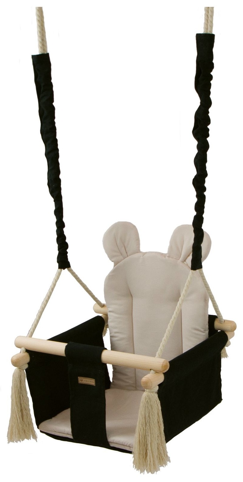 Babyschommel - babyswing - met oren - max. 20 kg - zwart, crème