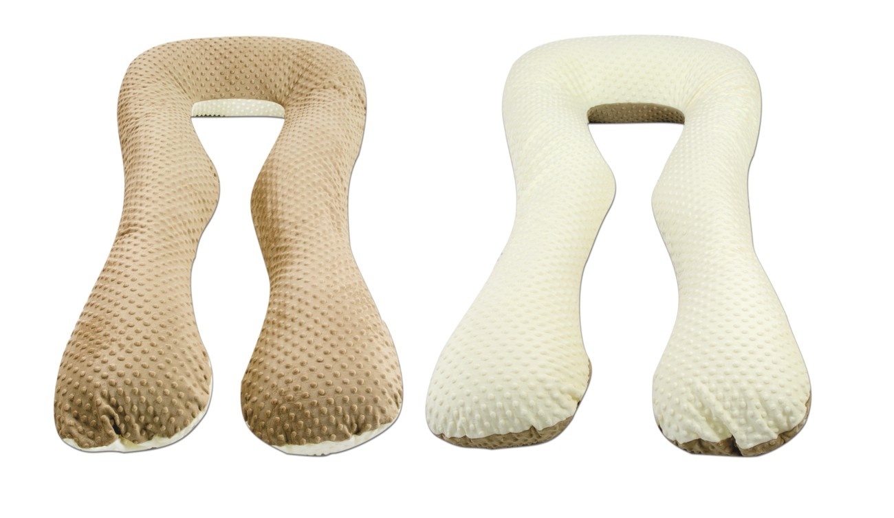 Voedingskussen - zijslaapkussen - minky stof - "U" vorm - cappuccino