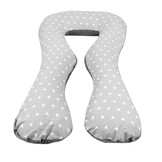 Voedingskussen - zijslaapkussen - minky stof en katoen - "U" vorm - grijze en roze sterren op wit - roze