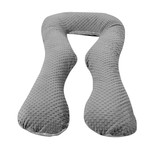 Voedingskussen - zijslaapkussen - minky stof en katoen - "U" vorm - grijze en roze sterren op wit - roze