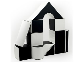 Grote schuimen bouwblokken - 11 stuks - gekleurd - zwart wit