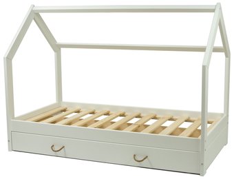 Massief houten kinderbed - Scandinavische stijl - huisbed - 160x80cm - wit