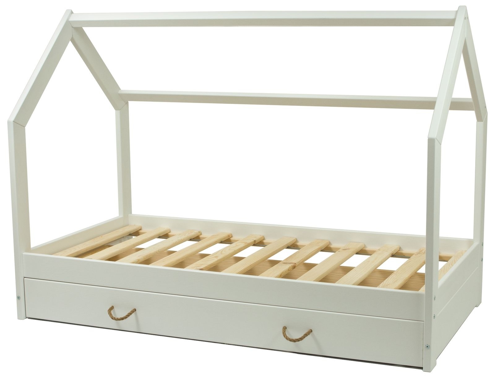 Massief houten kinderbed - Scandinavische stijl - huisbed - 160x80cm - wit
