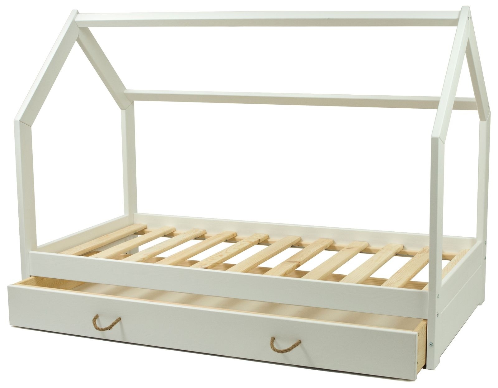Massief houten kinderbed - Scandinavische stijl - huisbed - 160x80cm - wit