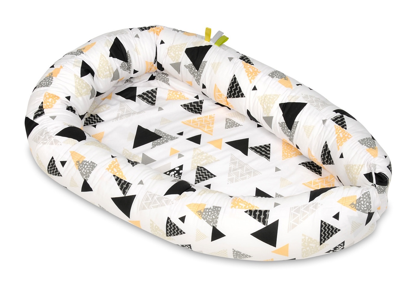 Babynest - baby nestje - 0-8 maanden - 100% katoen - 82x54cm - gele driehoeken