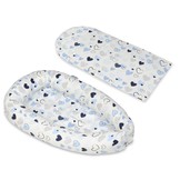 Babynest - baby nestje - 0-8 maanden - 100% katoen - 82x54cm - blauwe harten