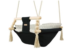 Babywiegschommel - max. 20 kg - zwarte, crème diamanten
