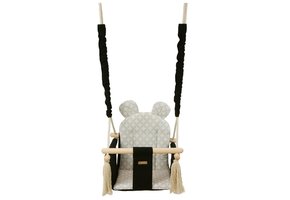 Babyschommel - babyswing - met oren - max. 20 kg - zwarte, crème diamanten
