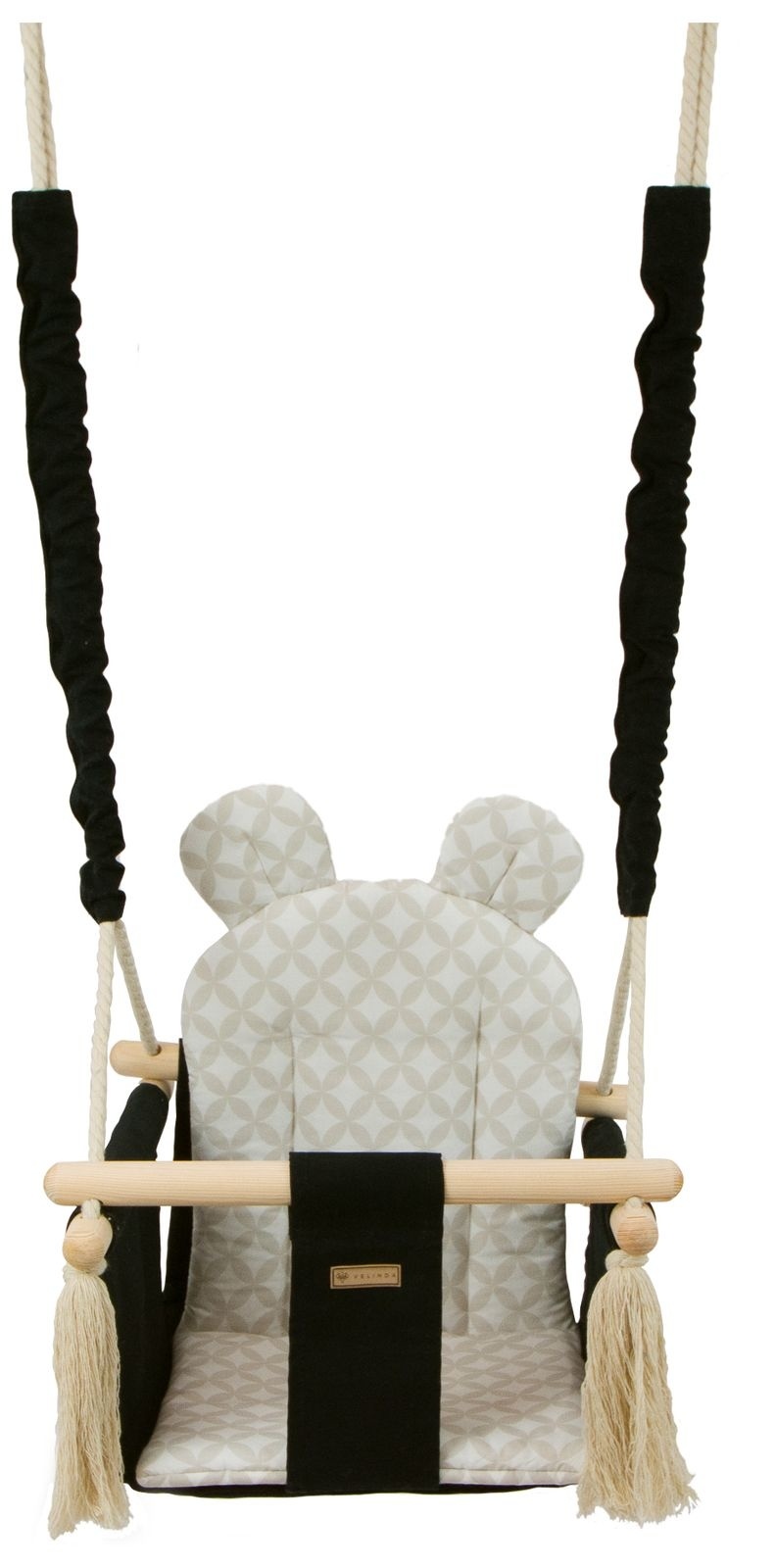 Babyschommel - babyswing - met oren - max. 20 kg - zwarte, crème diamanten