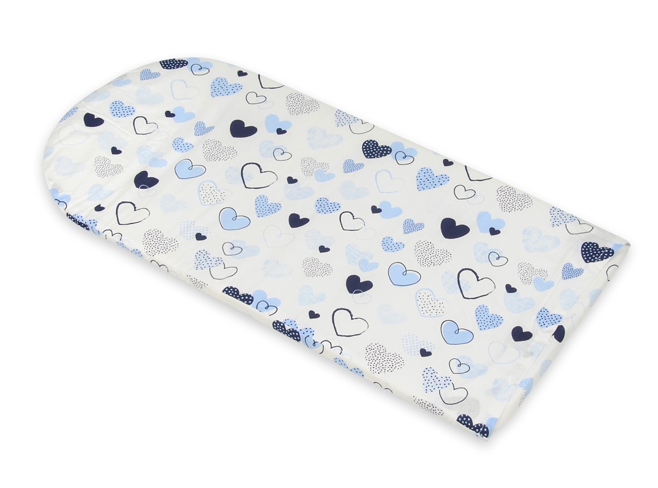 Babynest - baby nestje - 0-8 maanden - 100% katoen - 82x54cm - blauwe hartjes - wit