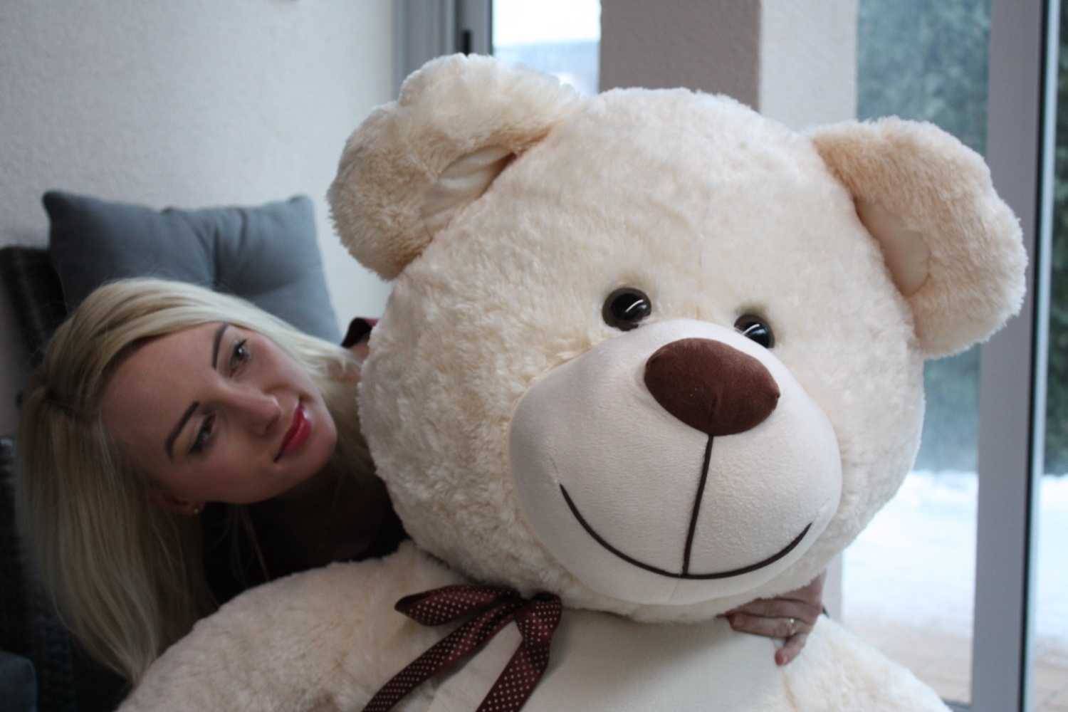 Gigantische grote teddybeer zachte knuffel kado - 165 cm - creme