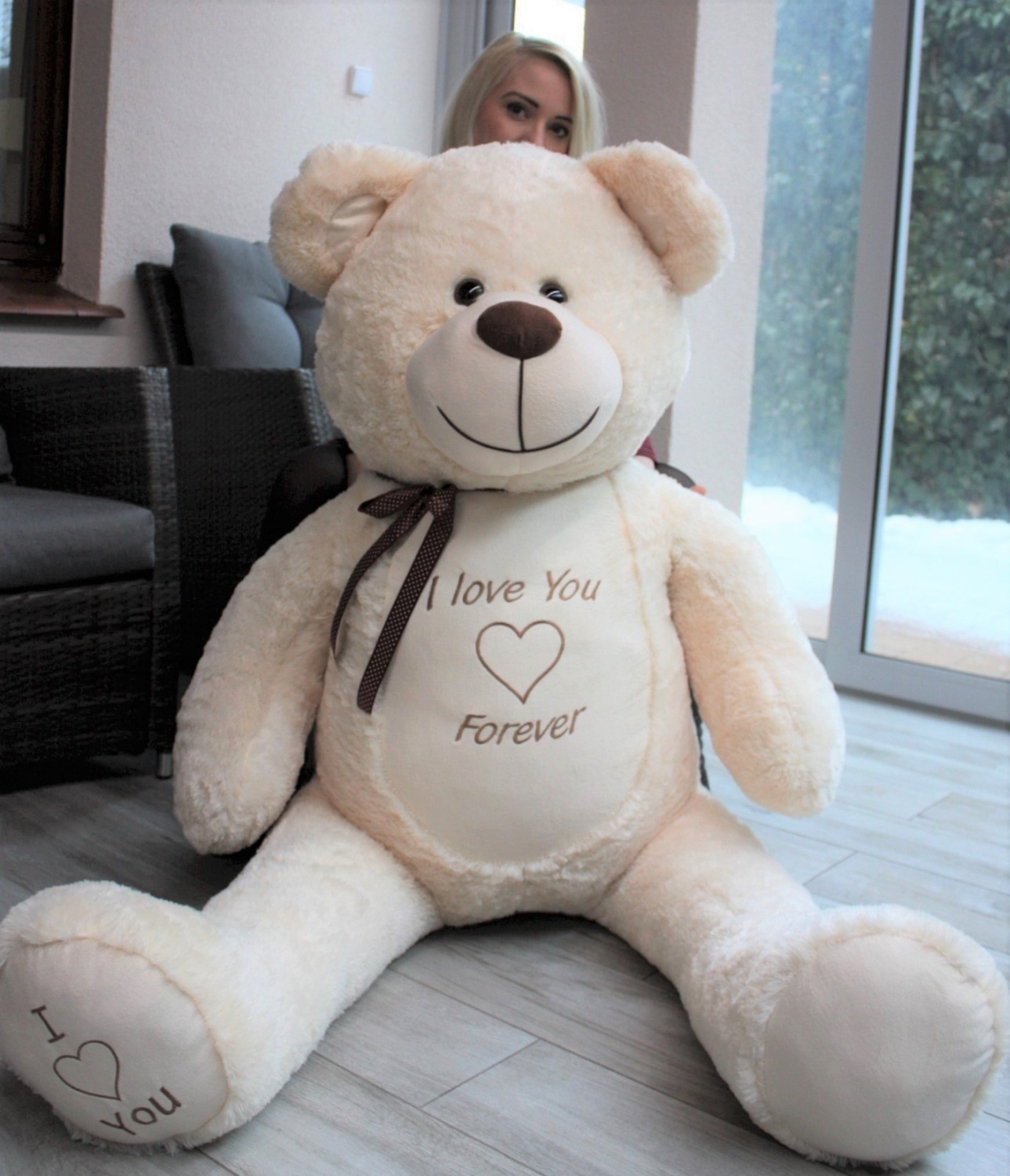 Gigantische grote teddybeer zachte knuffel kado - 165 cm - creme