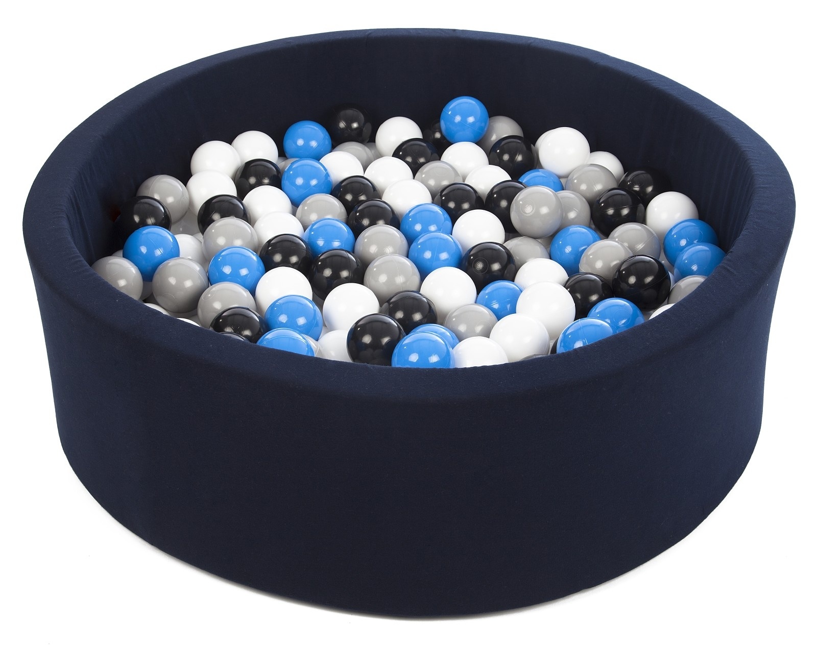 Ballenbak - 200 ballen - marine - rond ballenbad - 90x30 cm - zwarte, witte, blauw, grijze ballen