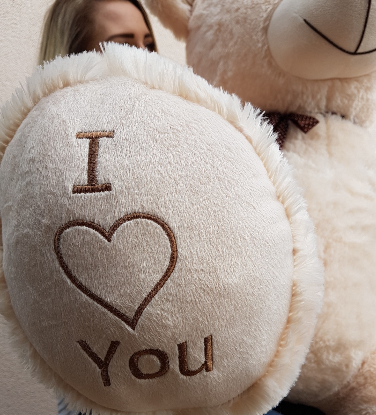 Gigantische grote teddybeer zachte knuffels 75 x 85cm - creme