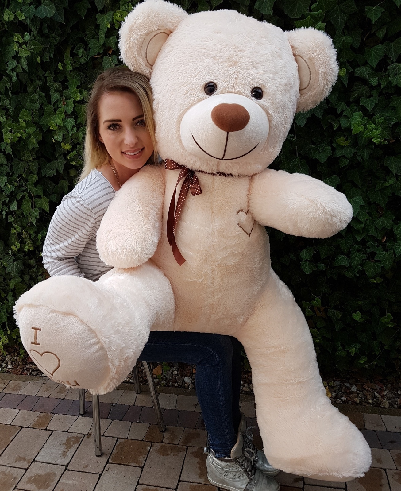 Gigantische grote teddybeer zachte knuffels 75 x 85cm - creme