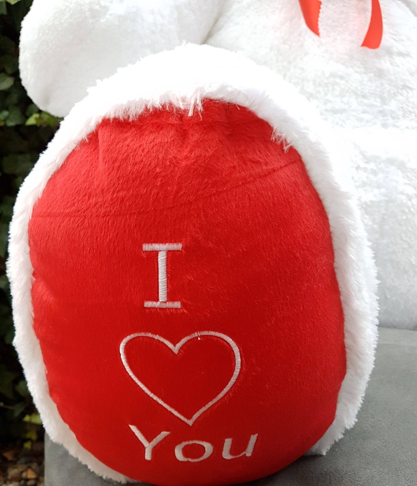 Gigantische grote teddybeer zachte knuffel - 105 x 85 cm - wit en rood-b