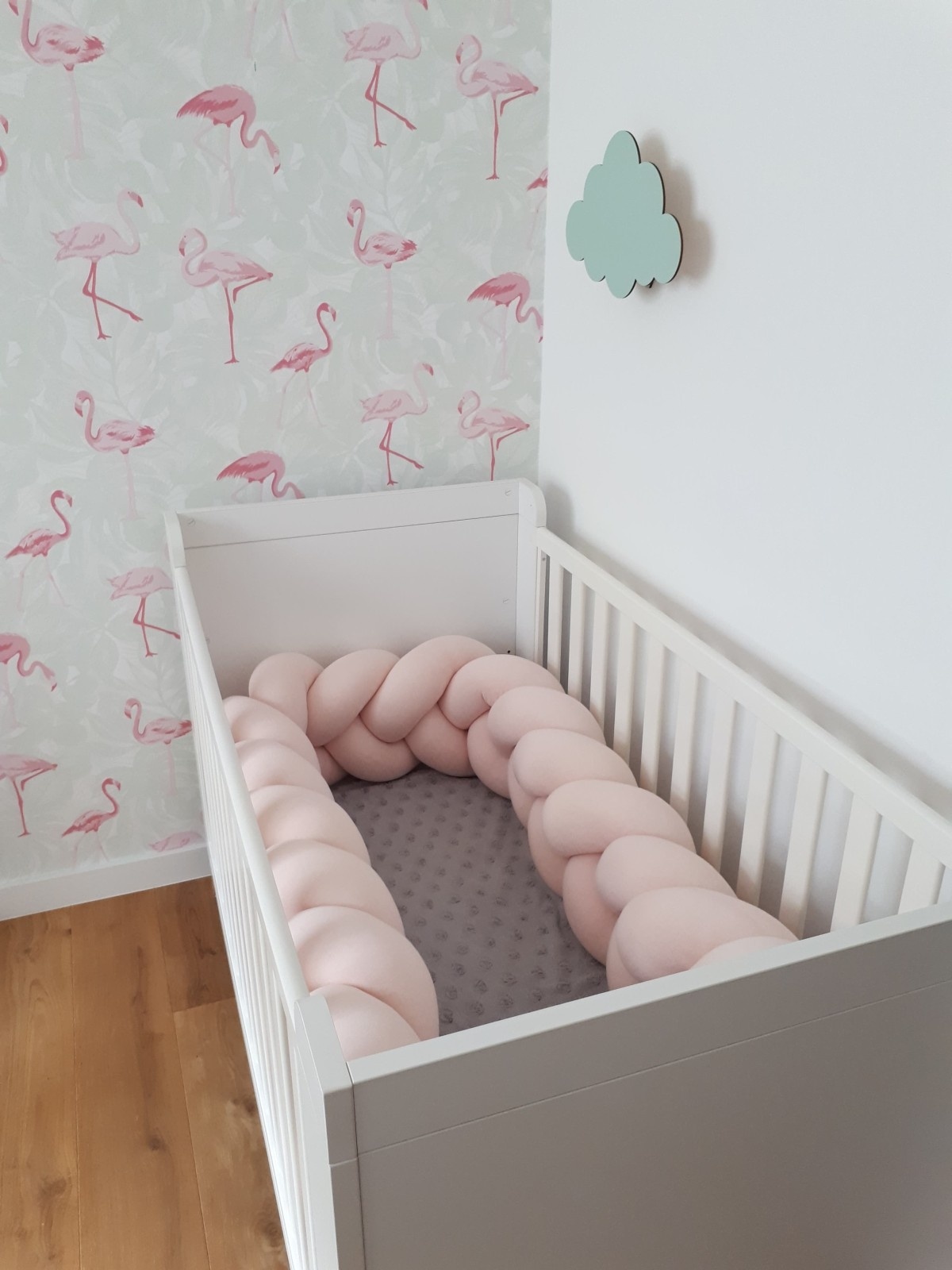 Bedomranding - bumper kussen - bedslang vlechtkussen - 3,5 meter - perzik