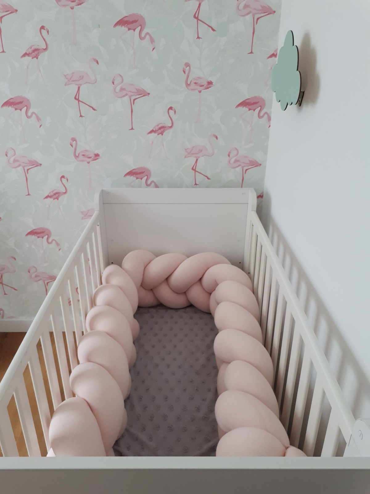 Bedomranding - bumper kussen - bedslang vlechtkussen - 3,5 meter - perzik