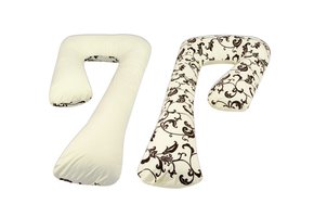 Voedingskussen - Zwangerschapskussen - groot - 100% katoen - heldere bloeit – beige