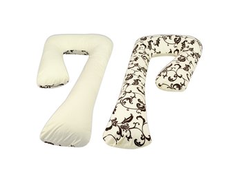 Voedingskussen - Zwangerschapskussen - groot - 100% katoen - heldere bloeit – beige