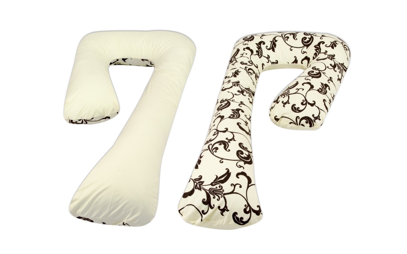 Voedingskussen - Zwangerschapskussen - groot - 100% katoen - heldere bloeit – beige