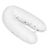 Voedingskussen - Zwangerschapskussen - 100% katoen - met koordjes - 145 cm - wit/grijze sterren op wit - wit