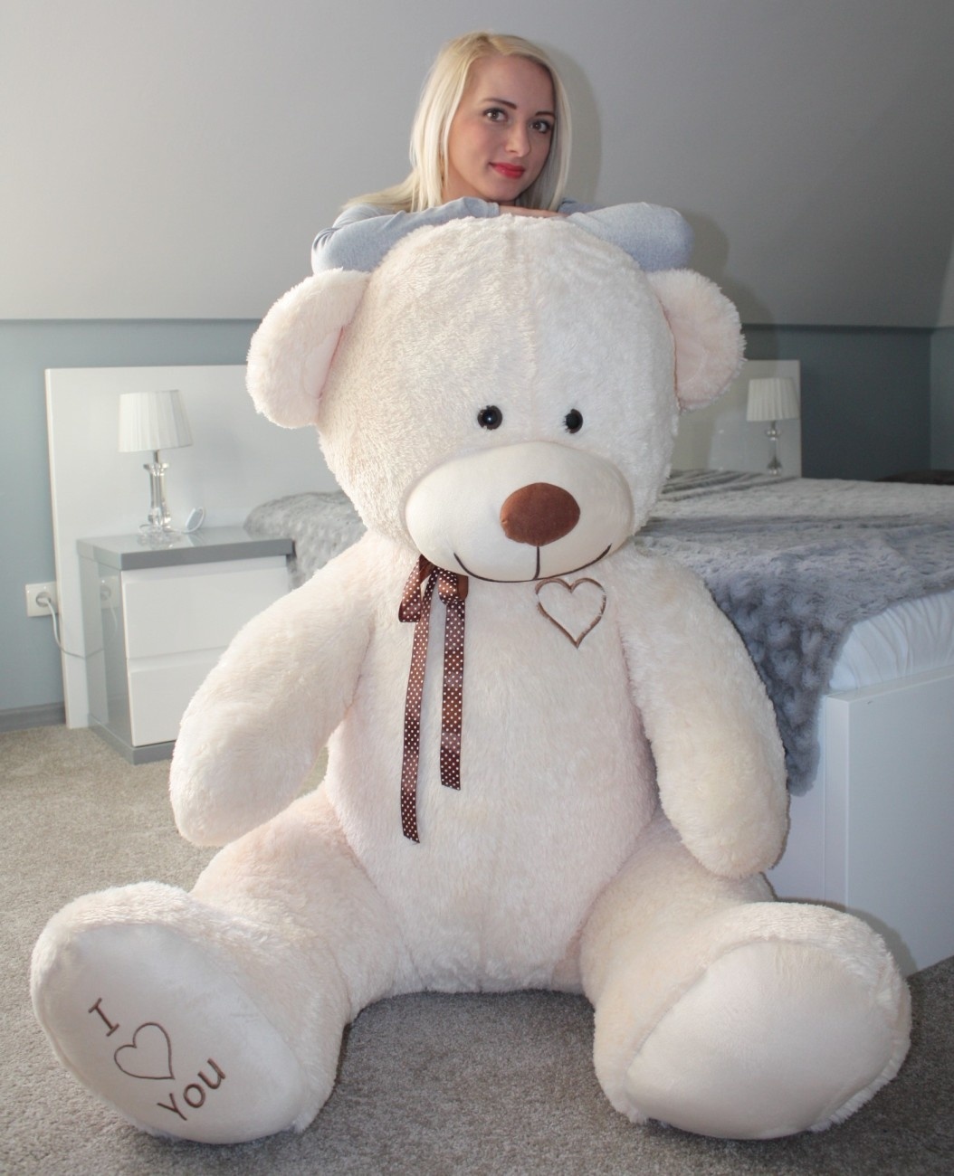 Gigantische grote teddybeer zachte knuffel - 105 x 85 cm - crème-b