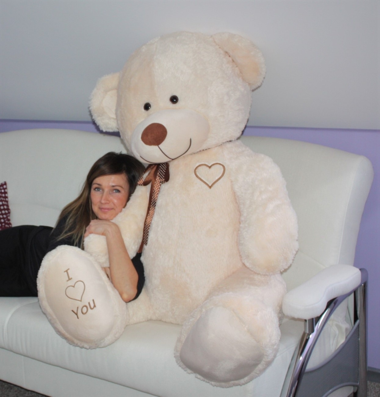 Gigantische grote teddybeer zachte knuffel - 105 x 85 cm - crème-b