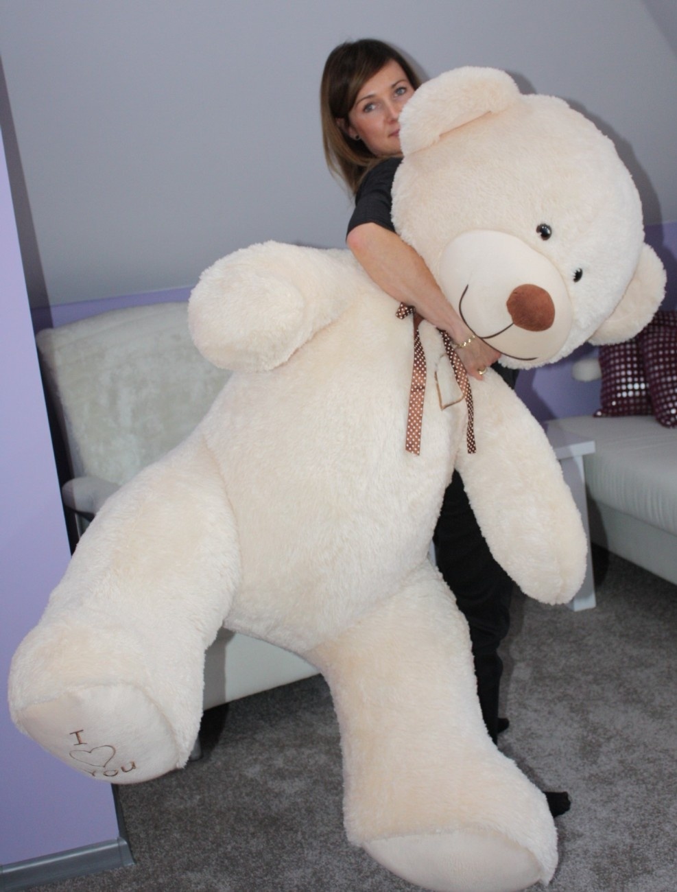 Gigantische grote teddybeer zachte knuffel - 105 x 85 cm - crème-b