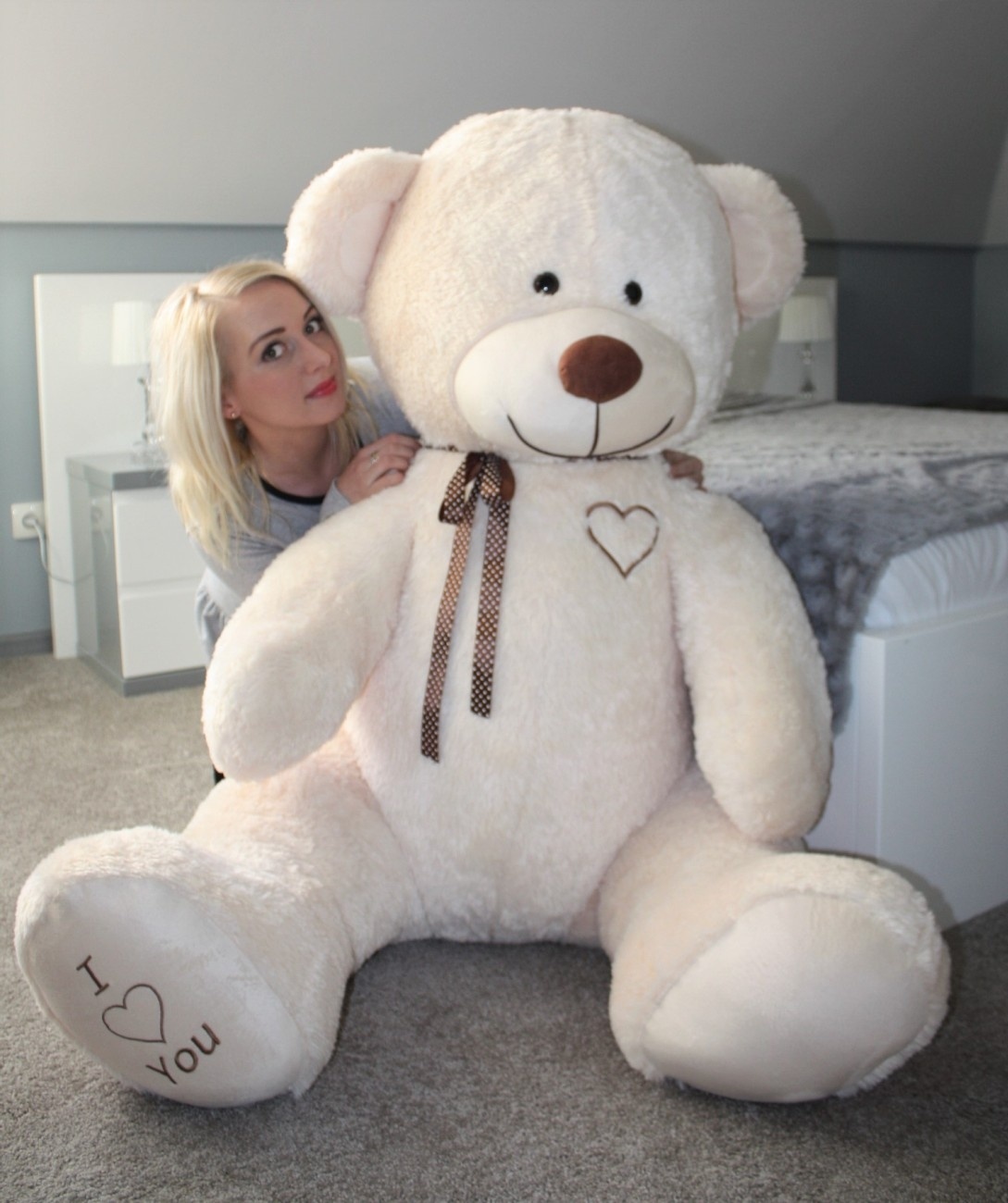 Gigantische grote teddybeer zachte knuffel - 105 x 85 cm - crème-b