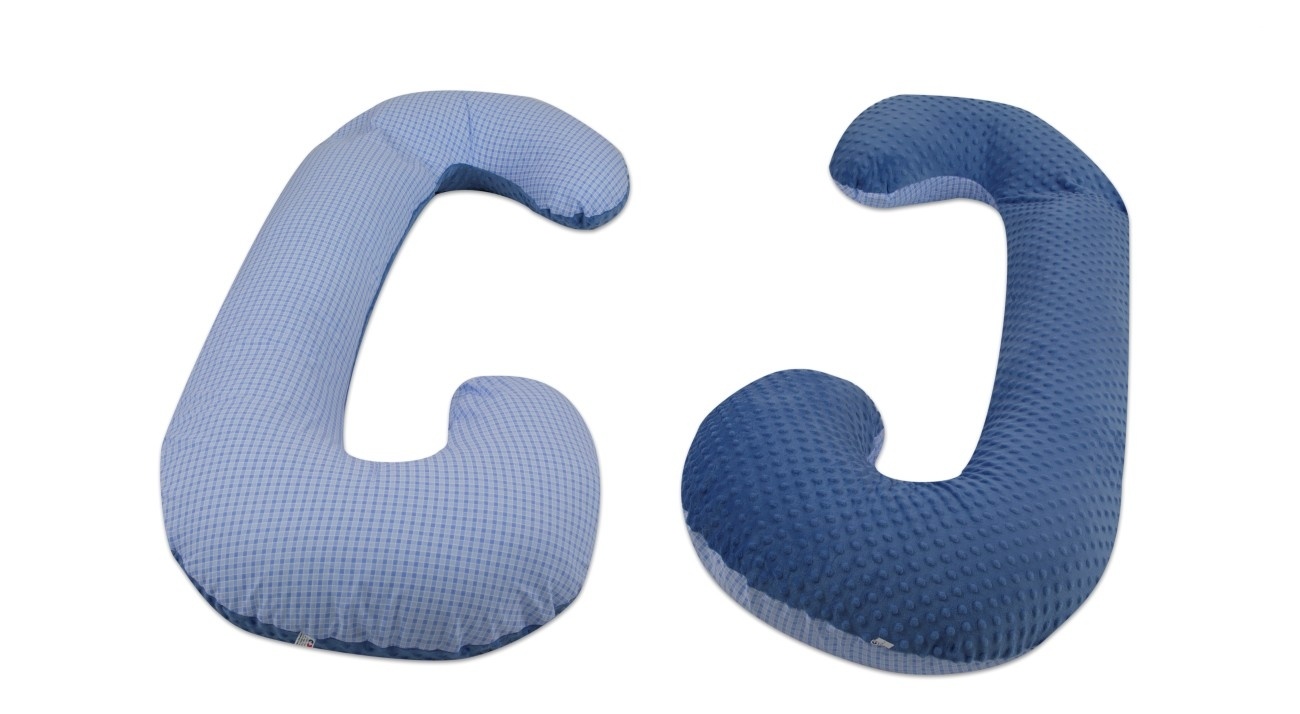 Voedingskussen - zijslaapkussen - minky stof+katoen - “C” vorm - roze geruit - roze