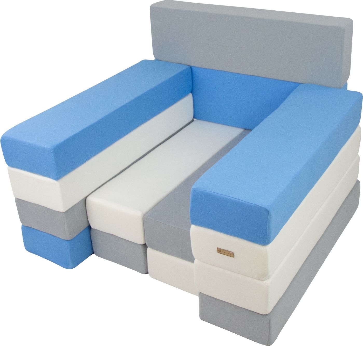 Jenga - 15 zachte speelblokken - wit, babyblauw, grijs