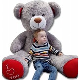 Gigantische grote teddybeer zachte knuffels 75 x 85cm - grijs-rood