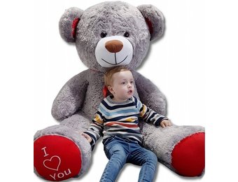 Gigantische grote teddybeer zachte knuffels 75 x 85cm - grijs-rood