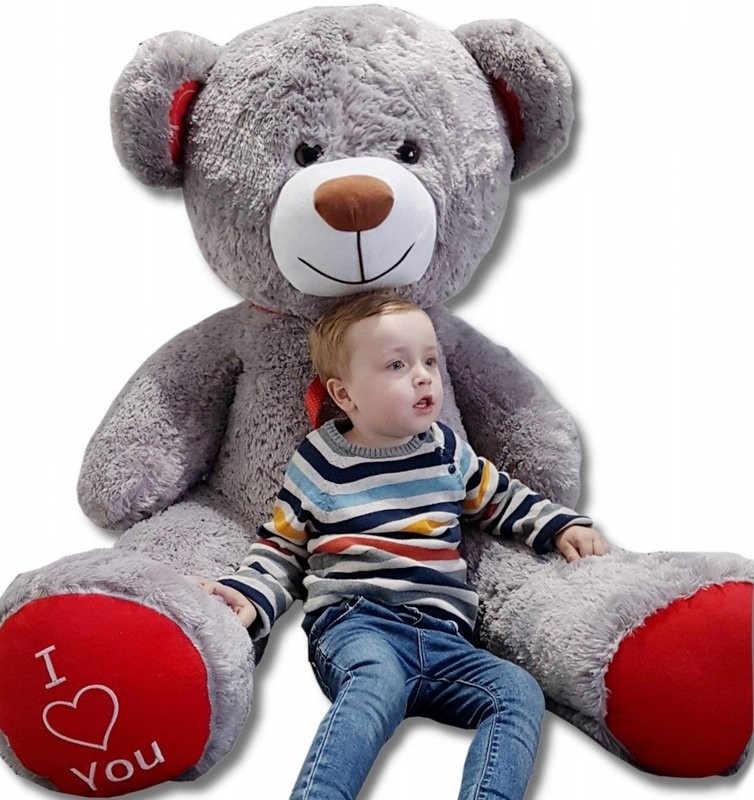 Gigantische grote teddybeer zachte knuffels 75 x 85cm - grijs-rood