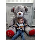 Gigantische grote teddybeer zachte knuffels 75 x 85cm - grijs-rood