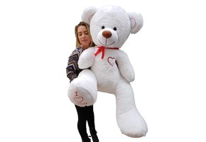 Gigantische grote teddybeer zachte knuffels 75 x 85cm - wit en rood