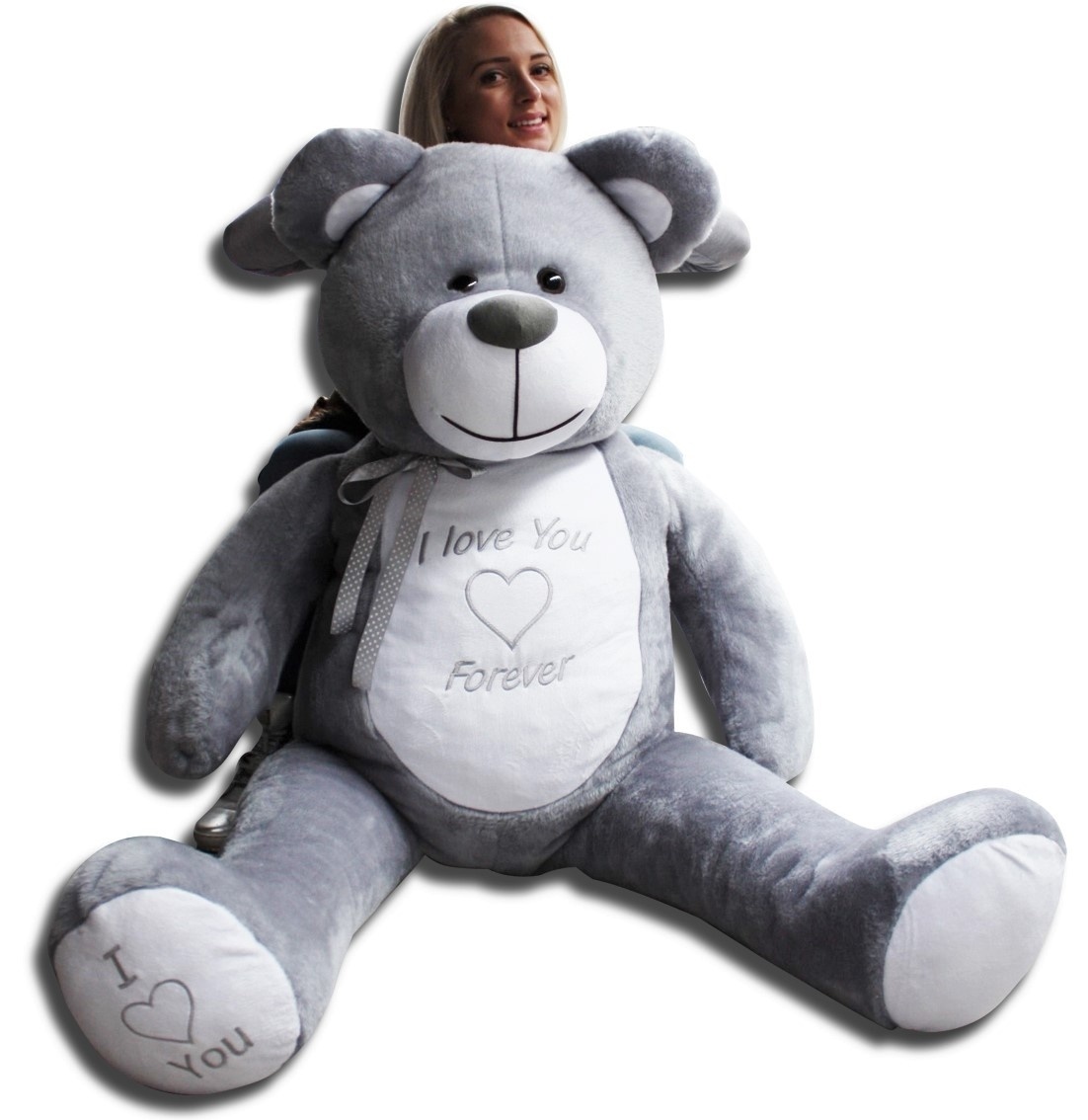 Gigantische grote teddybeer zachte knuffel kado - 165 cm - grijs