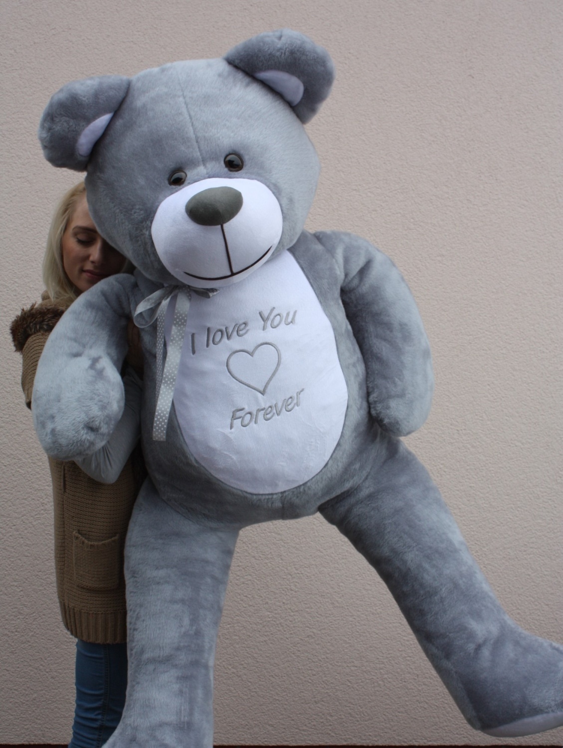 Gigantische grote teddybeer zachte knuffel kado - 165 cm - grijs