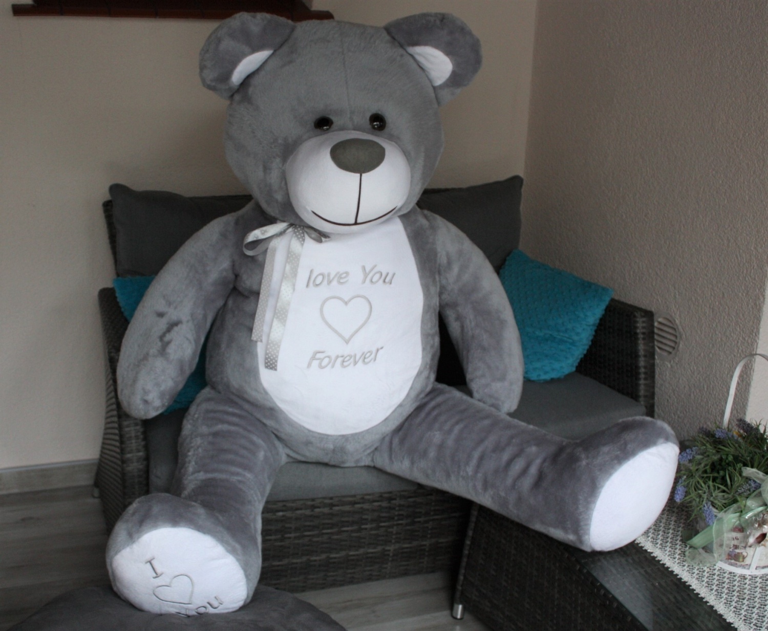 Gigantische grote teddybeer zachte knuffel kado - 165 cm - grijs