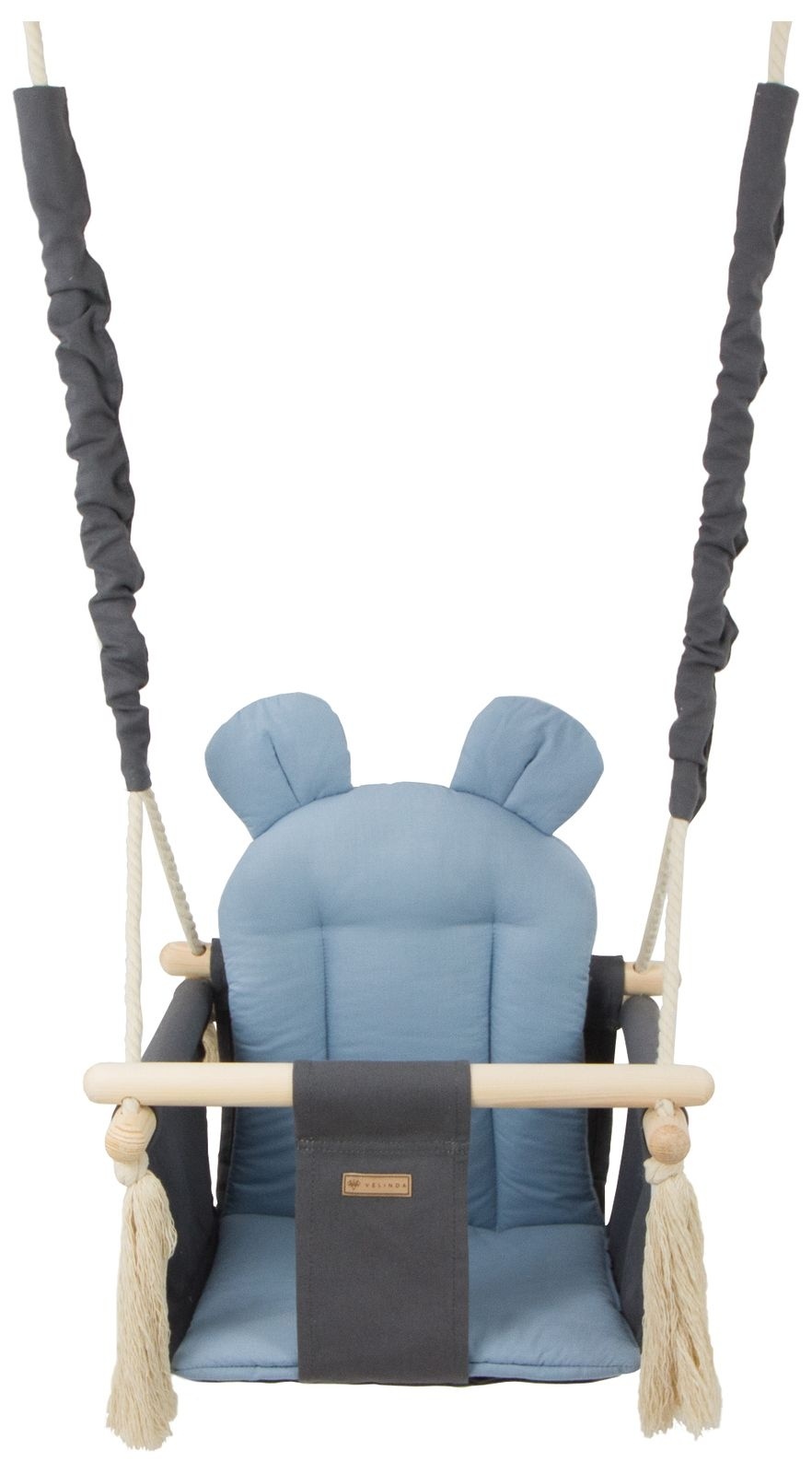 Babyschommel - babyswing - met oren - max. 20 kg - grijs, lichtblauw