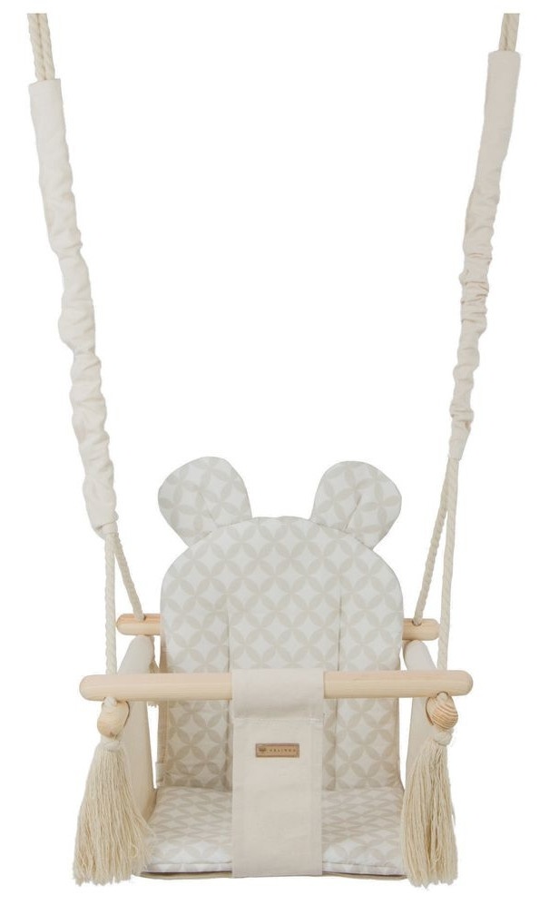 Babyschommel - babyswing - met oren - max. 20 kg - creme, cremediamanten