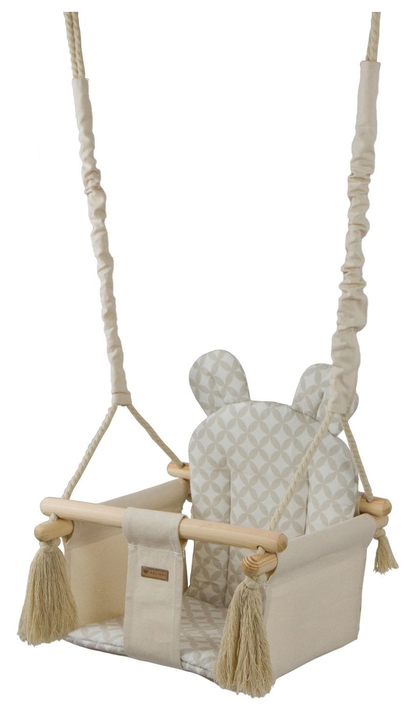 Babyschommel - babyswing - met oren - max. 20 kg - creme, cremediamanten