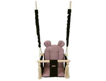 Babyschommel - babyswing - met oren - max. 20 kg - zwart, lichtroze