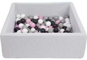 Ballenbak - stevige ballenbad - 90x90 cm - 150 ballen Ø 7 cm - wit, roze, grijs, zwart.