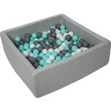 Ballenbak - stevige ballenbad - 90x90 cm - 300 ballen Ø 7 cm - wit, grijs, turquoise.