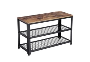 Schoenenrek met 2 legplanken vintage bruin-zwart - industrieel design